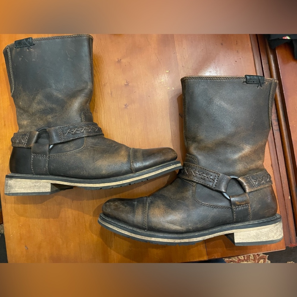 Harley-Davidson Men's Distressed Dark Brown Leather Harness Boots